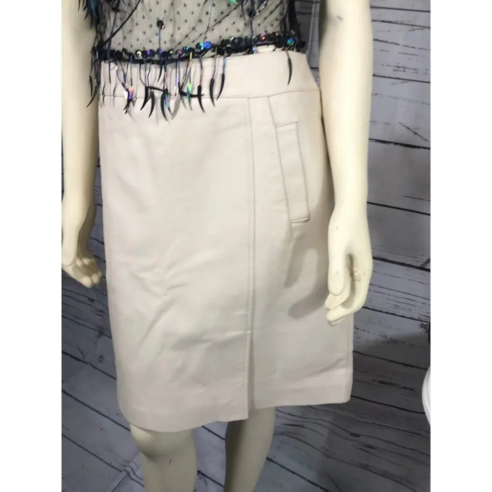 American Vintage Y2K Margaret Godfrey leather ivory skirt size 14